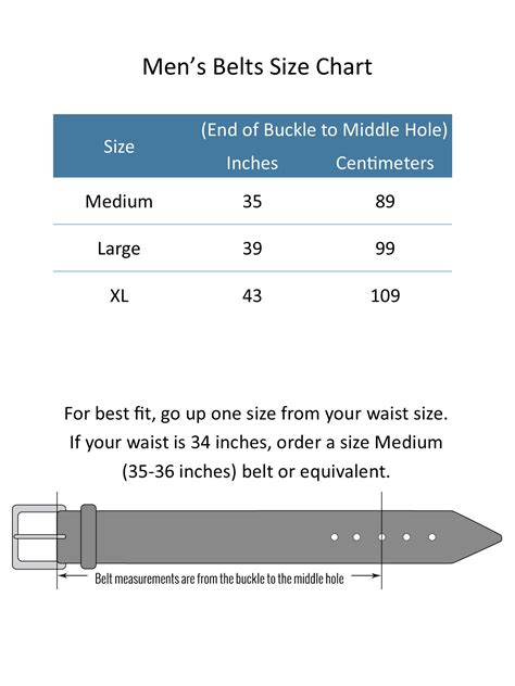 dress belt size chart.